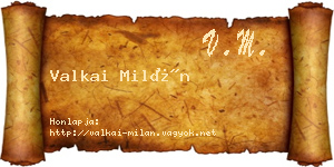 Valkai Milán névjegykártya