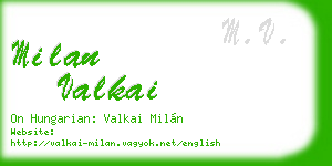 milan valkai business card
